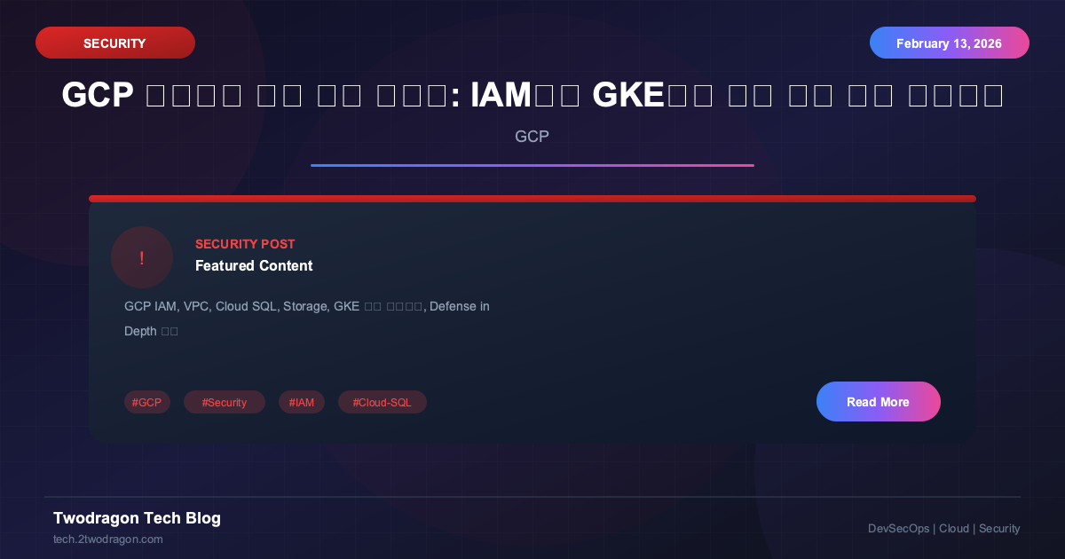 GCP 클라우드 보안 완벽 가이드: IAM부터 GKE까지 실무 중심 보안 아키텍처