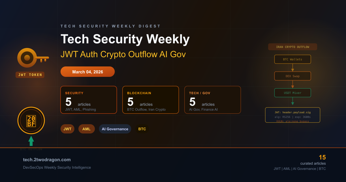 기술·보안 주간 다이제스트: JWT 인증 위협, 이란 암호화폐 유출, 금융 AI 거버넌스