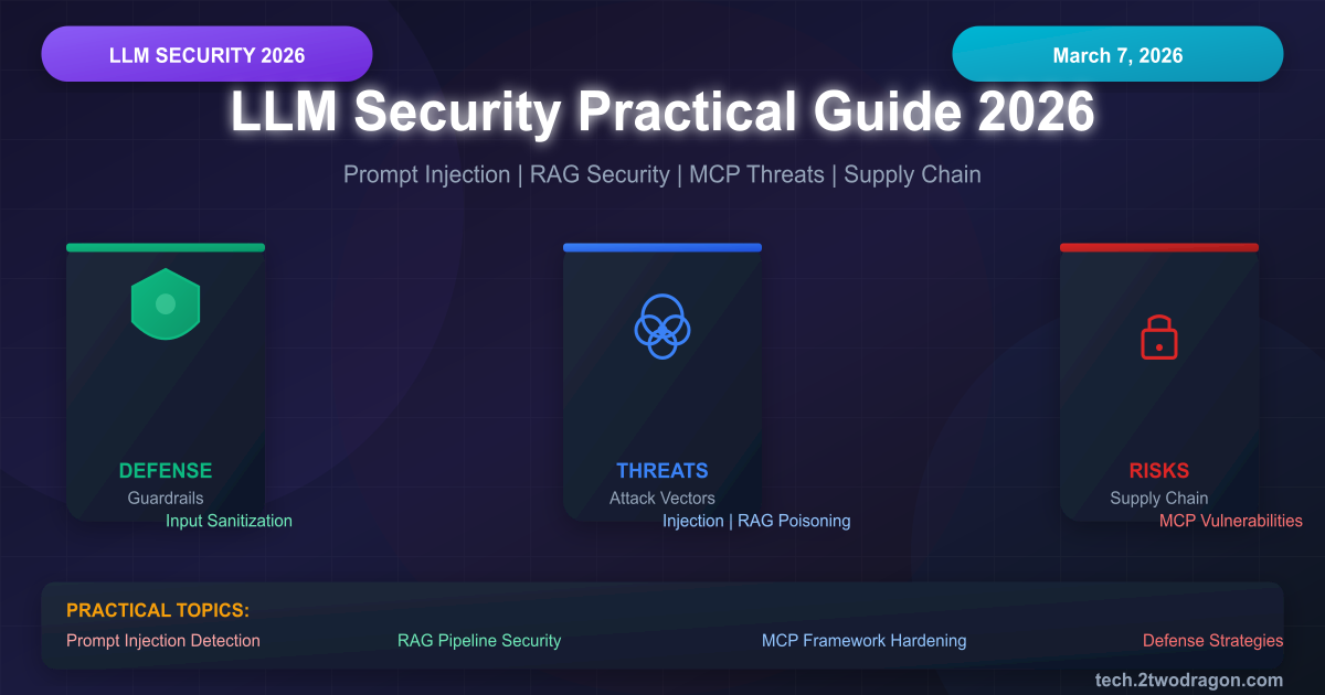 LLM 보안 실무 가이드 2026: 프롬프트 인젝션, RAG 보안, MCP 위협 대응